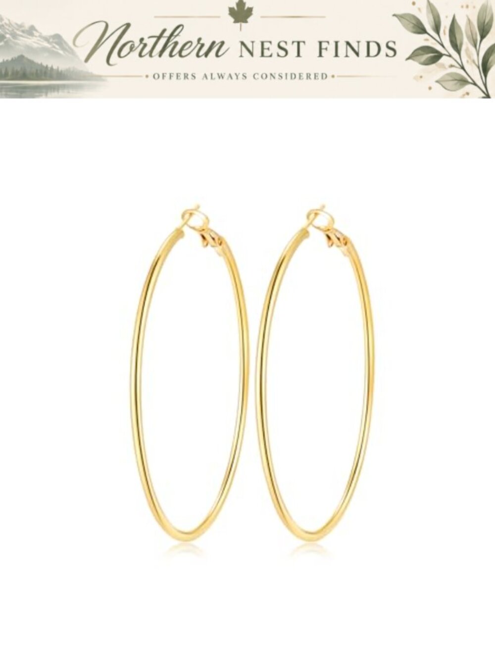 Hypoallergenic Stainless Steel Thin Big Hoop Earrings